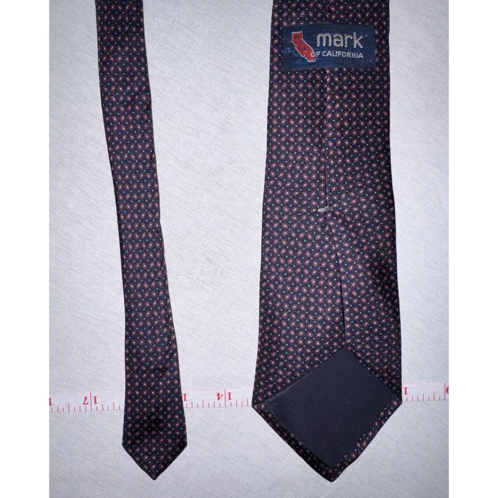 Mark of California Silk Tie Red Blue Geometric Pattern USA Made 58"